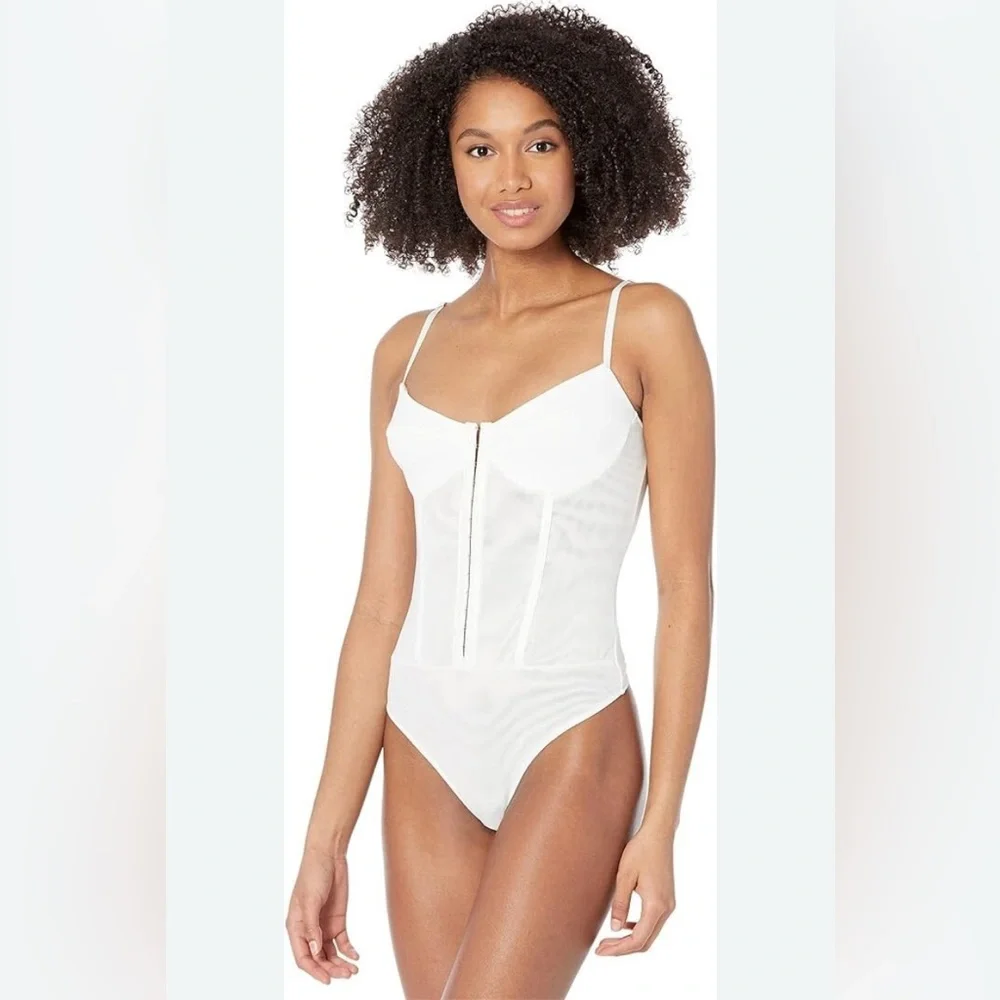 NWT Free People Ivory‎ Bodysuit Top Chic Casual Minimalist